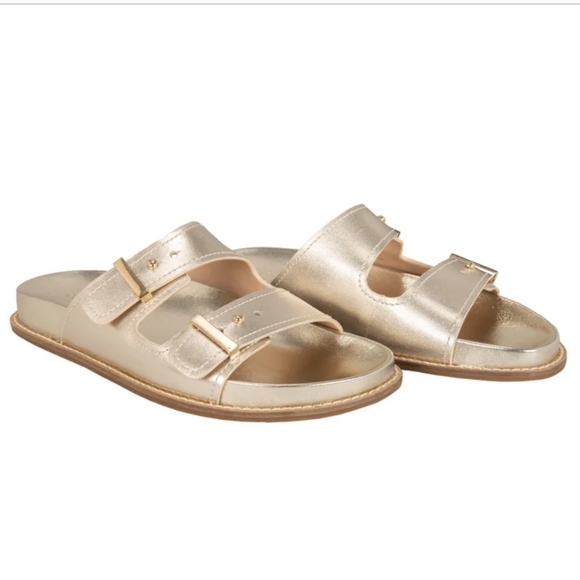 New Cole Haan Women's Marisol Footbed Sandals Gold Size 8 - Picture 2 of 7